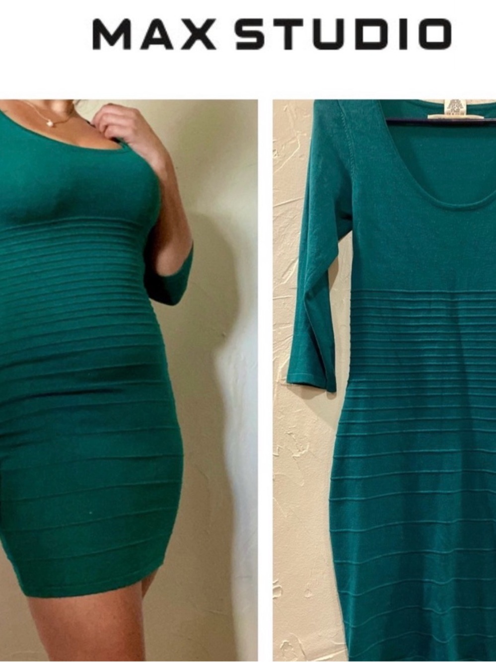 Max Studio Ribbed Scoop-Neck bodycon Mini Dress